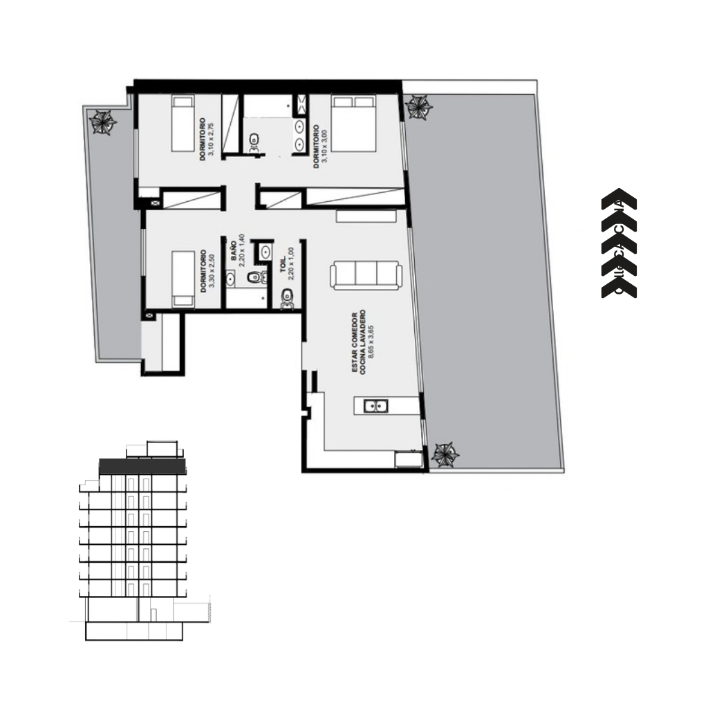 Plano Piso 8 Depto A